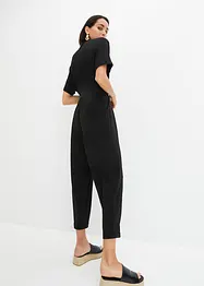 Jumpsuit i struktur-jersey  med knytebelte, ankellang, bpc bonprix collection