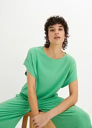 Ribbet topp med flaggermusermer, bonprix