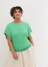 Ribbet topp med flaggermusermer, bonprix