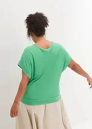 Ribbet topp med flaggermusermer, bonprix