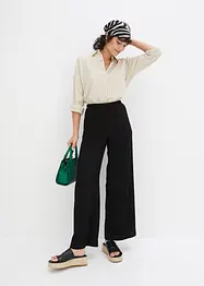 High Waist-bukse av struktur-jersey med elastisk linning og knying, bonprix