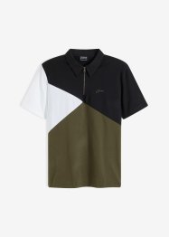 Poloshirt med stretch, med glidelås og økologisk bomull, Slim Fit, RAINBOW