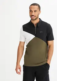 Poloshirt med stretch, med glidelås og økologisk bomull, Slim Fit, bonprix