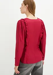 Bluse med volanger av lett viskose, bonprix