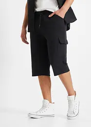 Lang cargo-bermudashorts i bomullstrikot, Regular Fit, bonprix