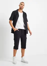 Lang cargo-bermudashorts i bomullstrikot, Regular Fit, bonprix