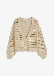 Cardigan  i ren bomull med hullmønster, bonprix