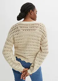 Cardigan  i ren bomull med hullmønster, bonprix