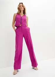 High Waist-bukse med lin og legg, bonprix