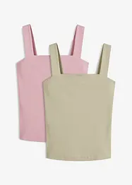 Ribbet topp i økologisk bomull (2-pack), bonprix