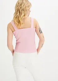 Ribbet topp i økologisk bomull (2-pack), bonprix