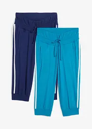 Capribukse i bomullstrikot (2-pack), bonprix