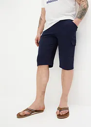 Lang cargo-bermudashorts i bomullstrikot, Regular Fit, bonprix