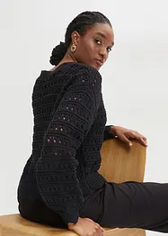 Cardigan  i ren bomull med hullmønster, bonprix