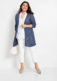 Lang strikkejakke med hullmønster, bonprix