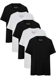 Vid lang topp med V-utringning, kort arm (5-pack), bonprix