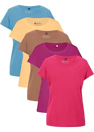 Topp med rund hals, kort arm (5-pack), bonprix