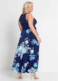 Maxikjole med blomsterprint og blonde, bonprix