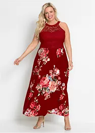 Maxikjole med blomsterprint og blonde, bonprix