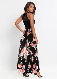 Maxikjole med blomsterprint og blonde, bonprix