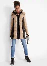 Lang jakke i vannavvisende materiale med fuskepels, bonprix