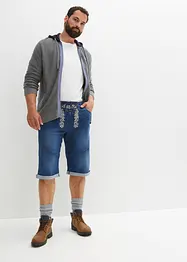 Stretch-jeansbermuda med broderi, Regular Fit, bonprix