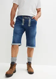 Stretch-jeansbermuda med broderi, Regular Fit, bonprix