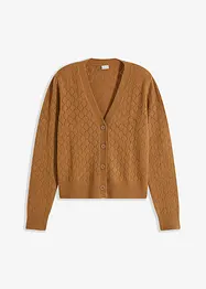 Kort cardigan med hullmønster, bonprix