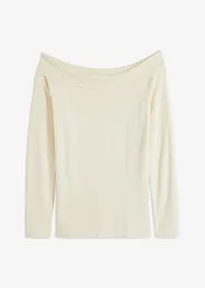 Ribbet Off Shoulder-genser, bonprix