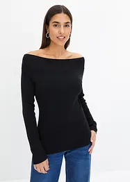 Ribbet Off Shoulder-genser, bonprix