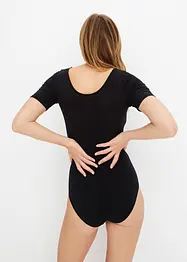 Body med halvlange ermer av modal med blonde, bonprix