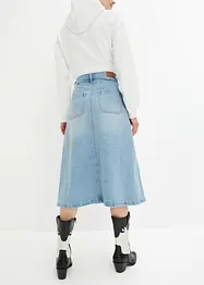 Midi-jeansskjørt med A-fasong, bonprix