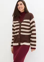 Stripet cardigan av bomull, bonprix