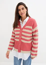 Stripet cardigan av bomull, bonprix