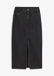 Langt jeansskjørt med splitt, bonprix