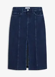 Midi-jeansskjørt med splitt, bonprix