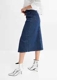 Midi-jeansskjørt med knappestolpe, bonprix