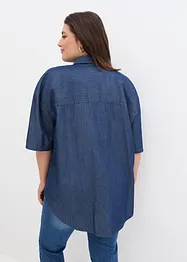 Oversized jeansskjorte med stretch, halvlang arm, bonprix