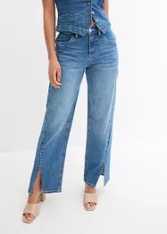 Wide-jeans Mid Waist, splitt, bonprix