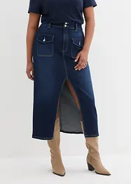 Jeansskjørt med stretch, langt, bonprix