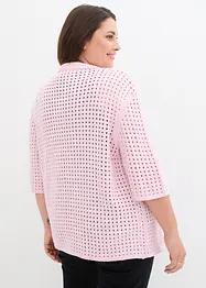 Strikket cardigan med hullmønster og polokrage, halvlang arm, bonprix