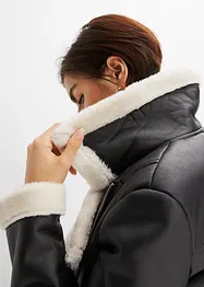 Lang Shearling-jakke med fuskepels, bonprix