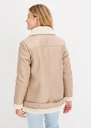 Lang Shearling-jakke med fuskepels, bonprix