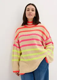 Oversized genser med neonstriper, bonprix