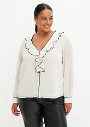 Bluse med volang, bonprix