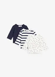 Langermet shirt med ribbet økologisk bomull for baby (3-pack), bonprix