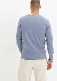 Langermet topp med innfelling på kantene (2-pack), bonprix