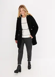 Oversized kort kåpe med ull-look, bonprix