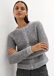 Kort bouclé-cardigan i ull, bonprix