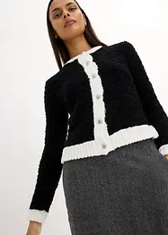 Kort bouclé-cardigan i ull, bonprix